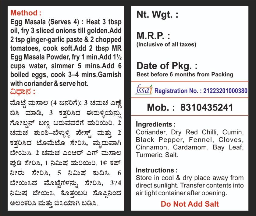 MR Egg Masala